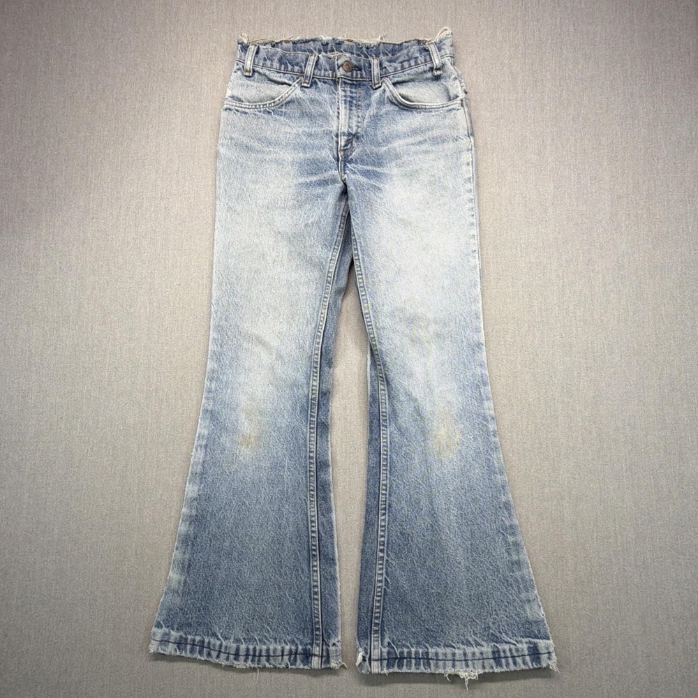 Vintage 70s Levi's 684 Bell Bottom Jeans Orange Tab Hippie 28x29 Distressed